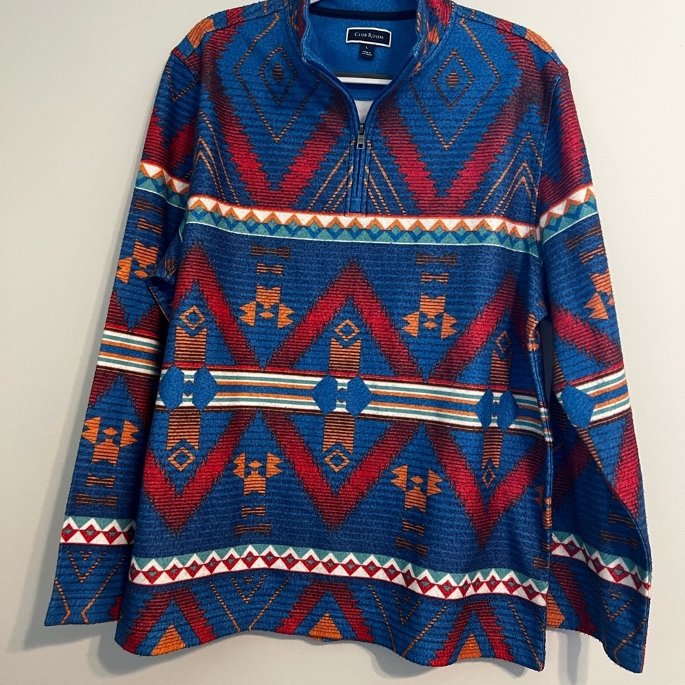 Club Room Vibrant Blue and Red Knitwear 1/4 zip